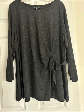 Lane Bryant Dark Heather Gray Side-Tie Long Sleeve Tunic